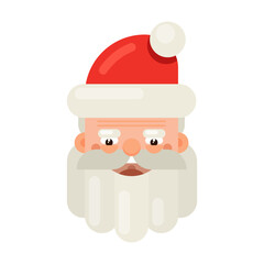 Santa's head. Christmas illustration. Santa's face on a white background. Christmas and New Year. Vector.