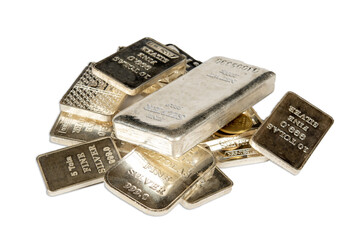 Silver Bars isolated on transparent png with no background