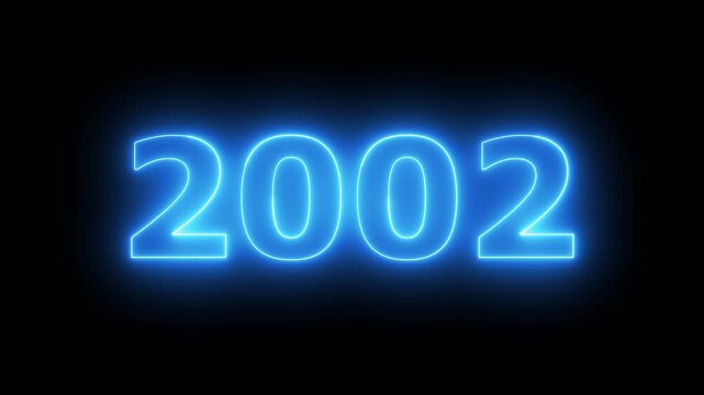 Glowing neon 202 happy New Year text with clean neon outlines and subtle. important year, important date 2002. Educational mathematics 2002 animation on background...