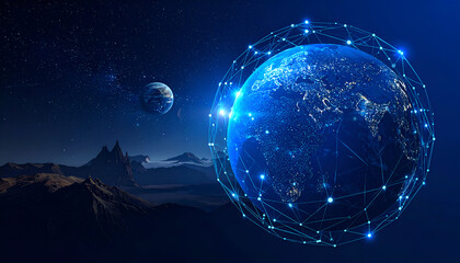 Digital Earth - A Futuristic Vision of Global Connectivity and Technological Advancement.