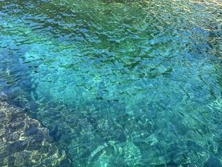 Turquoise ocean water tranquil surface.