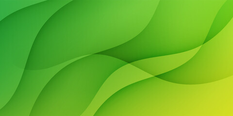 Fototapeta premium Abstract Green and Yellow Wavy Layers Background. modern creative trendy design