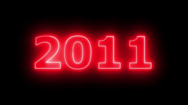 Glowing neon 2011 Happy New Year text with clean neon outlines and subtle. important year, important date 2011. Educational mathematics 2011 animation on background...