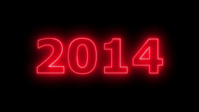 Glowing neon 2014 Happy New Year text with clean neon outlines and subtle. important year, important date 2014. Educational mathematics 2014 animation on background...