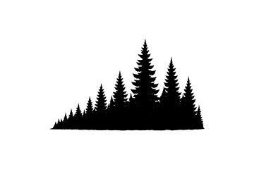 Obraz premium Silhouette of pine tree forest against white background