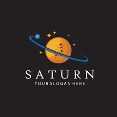 design of planet saturn with stars isolated on black background  © Alexkava