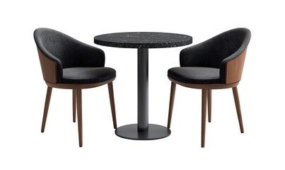 a round dining table with chairs isolated on a transparent background 