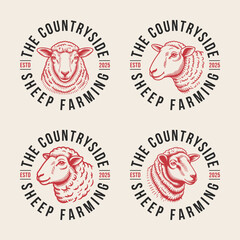 Set of Sheep Farm logo vintage stamp