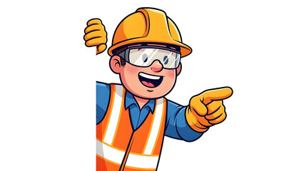 Cartoon construction worker isolated on transparent background