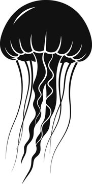 Silhouette of a jellyfish isolated on transparent background