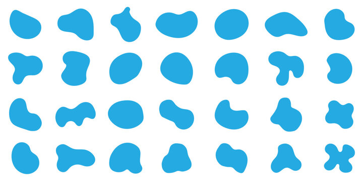 Collection of blue organic blob shapes in various. Random blob shape. vector illustration .