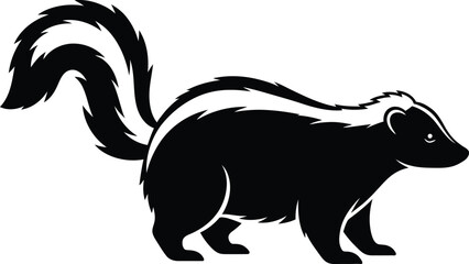 Black skunk silhouette isolated on transparent background