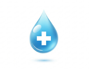Fototapeta premium Water Drop with Medical Cross PNG