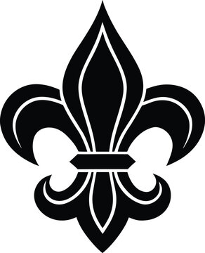 Black tribal fleur de lis spider symbol illustration with web inspired vector tattoo design