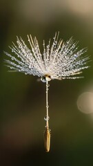 Dewy Dandelion Seed Head CloseUp Nature Detail