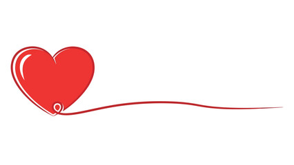 Red heart balloon with long string, copy space vector