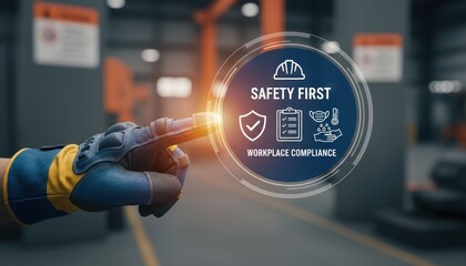 Workplace safety compliance event in industrial setting featuring safety protocols focused on employee awareness and best practices