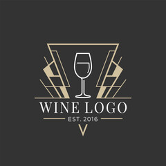 Wine luxury art deco logo vector