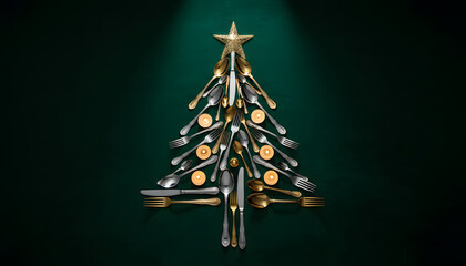 Elegant Christmas Dinner Tree of Silverware