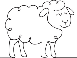 Cute Sheep Mascot Line Art Livestock Farming Brand Identity