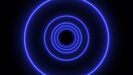 Neon glowing arch tunnel, futuristic room with led corridor, modern background. 3d illustration