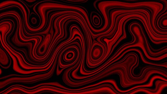 Abstract red and Generate title without using the word "Title:" before it. black contour map texture with smooth wavy lines forming circular and spiral patterns