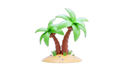 Fototapeta premium Cartoon Palm Trees on Island - Tropical Vacation Concept
