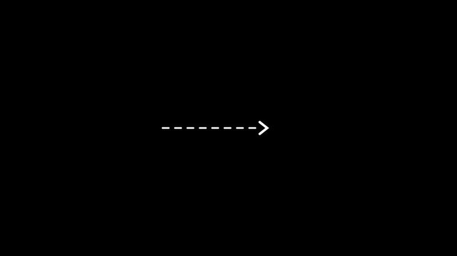 Minimal Dashed Arrow Animation Moving Forward Direction, Clean Navigation Indicator Concept for Business Presentation, Interface Flow and Process Visualization