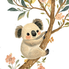 Watercolor Koala Clipart ,high-quality, high resolution. Perfect for invitations, greeting cards, nursery decor, scrapbooking