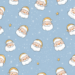 Seamless Cute Santa Claus Christmas Pattern Vector, Luxury Festive Santa Seamless Pattern Christmas Background