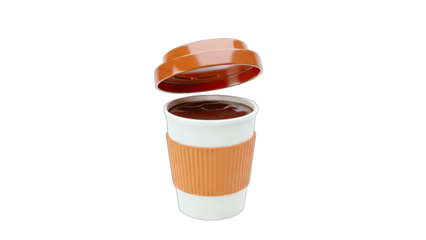 Coffee Cup with Lid Open on White Background