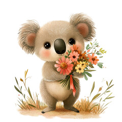 Watercolor Koala Clipart ,high-quality, high resolution. Perfect for invitations, greeting cards, nursery decor, scrapbooking