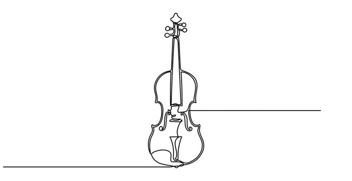 Animated self drawing of   Violin continuous one line drawing. Classic violin music instrument single line art illustration. Editable vector. one line Icon drawing with white background, pro