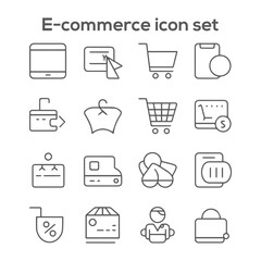 Online Shopping and E-Commerce Vector Line Icon Set: Modern Symbols for Retail, Payment, Delivery, and Digital Marketplace Concepts.
