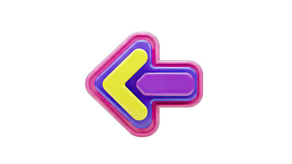 Colorful 3D Arrow Pointing Left on White Background