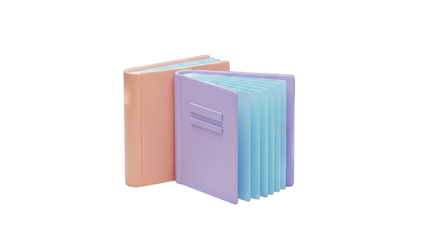 Colorful 3D Books Standing on White Background