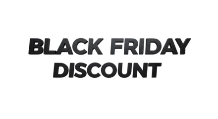 Black friday discount text effect with glitch and shadow isolated on transparent background