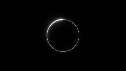 Bright Generate title without using the word "Title:" before it. white glowing circular outline resembling an eclipse on a black background with luminous edges