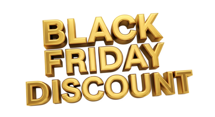 Golden 3d text black friday discount sale promotion isolated on transparent background