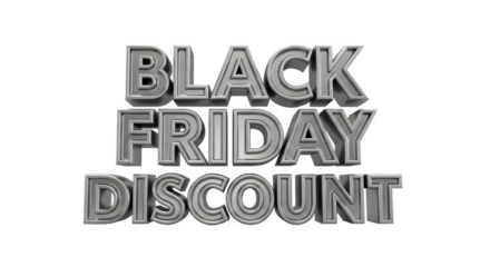 3d silver metallic text black friday discount isolated on transparent background