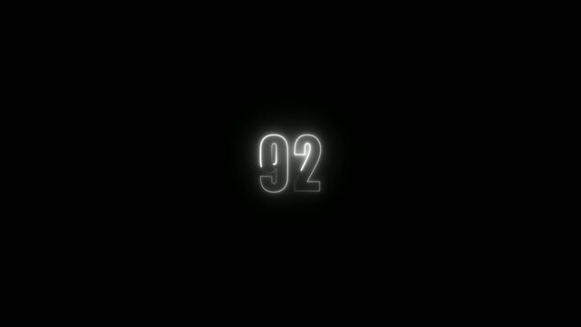 Bright glowing Generate title without using the word "Title:" before it. white number ninety two on a dark background with a soft light effect around the edges