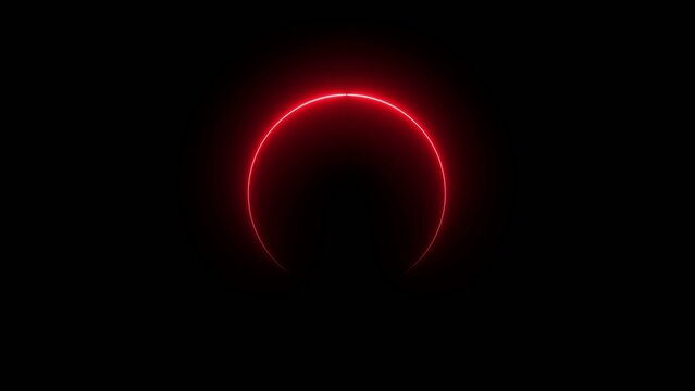 Bright glowing red circular light ring with luminous gradient on a dark Generate title without using the word "Title:" before it. background circle