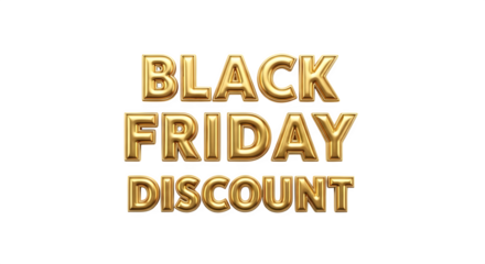 Golden black friday discount text balloons isolated on transparent background