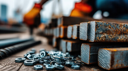 Worker assembling prefabricated bridge components