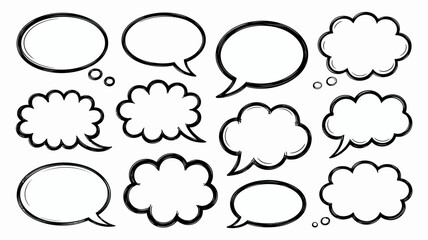 Set of Empty Speech Bubbles and Thought Bubbles for Comics