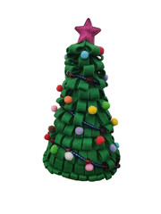 Felt Christmas Tree Decor With Pom-Pom Ornaments And Glitter Star Topper