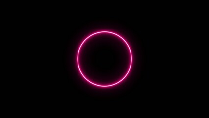 Bright neon pink glowing circle on a Generate title without using the word "Title:" before it. black background with soft light effect © My studio