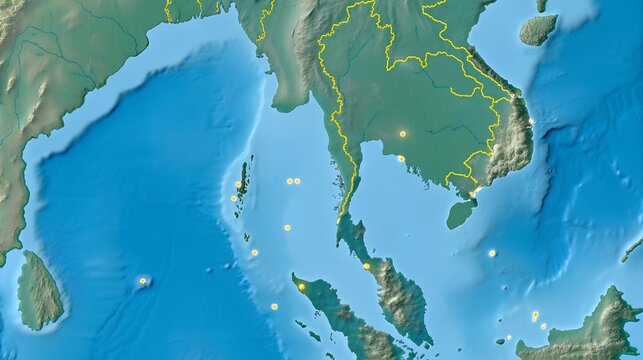 Southeast asian map fragment with malaysia and indonesian islands