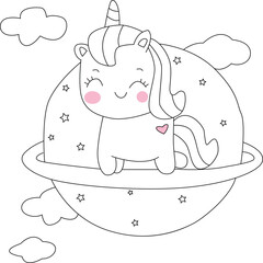 Baby Unicorn coloring page for kids