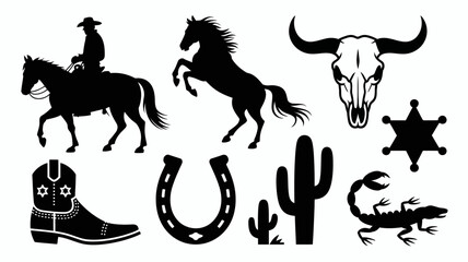 Western-Themed Silhouettes: Cowboy, Horse, Cactus, and More